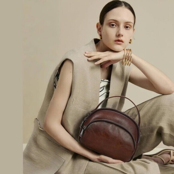 🆕Women Brown Genuine Leather Crossbody Small Vintage Shoulder Purse Bags - Picture 4 of 11